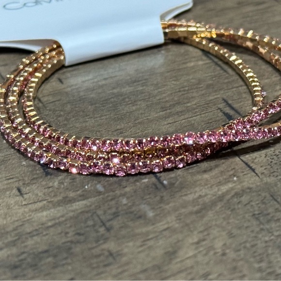 CK11. CALVIN KLEIN 3 Single Elastic Rose gold Pink CZ Bracelets NEW - Picture 3 of 3